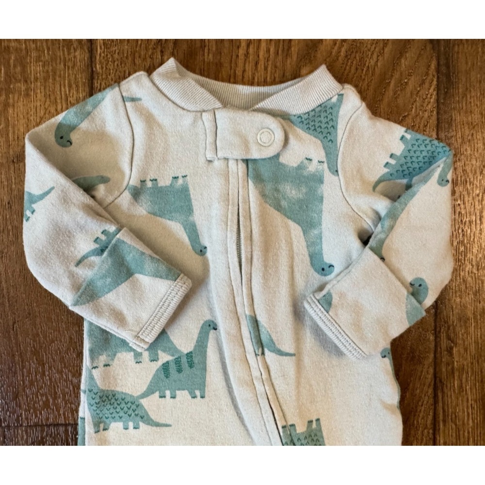 Carters Preemie Baby Boy Sleeper Dinosaur Outfit Feet Cotton Reborn Doll Green